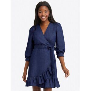 Draper James Reba Wrap Dress Chambray Sz 0 $125